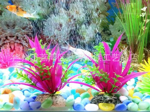 厂家直销 高仿真红色阔叶水草，打造梦幻水族箱造景